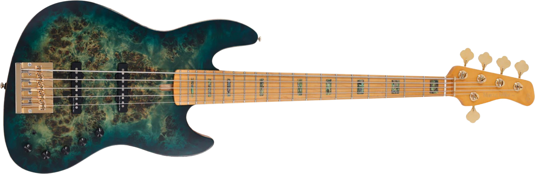 Sire Marcus Miller V10 5st 2nd Gen. 5c Active Mn - Transparent Green Satin - Solid body elektrische bas - Main picture