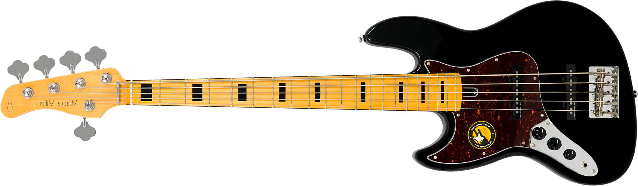 Sire Marcus Miller V5 5st Lh 5c Gaucher Mn - Black - Solid body elektrische bas - Main picture