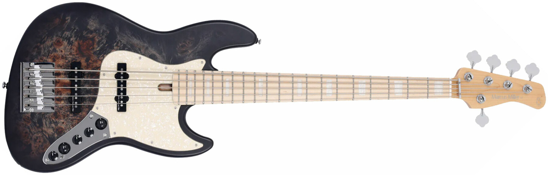 Sire Marcus Miller V7 Ash Reissue 5st 5c Active Mn - Transparent Black Satin - Solid body elektrische bas - Main picture