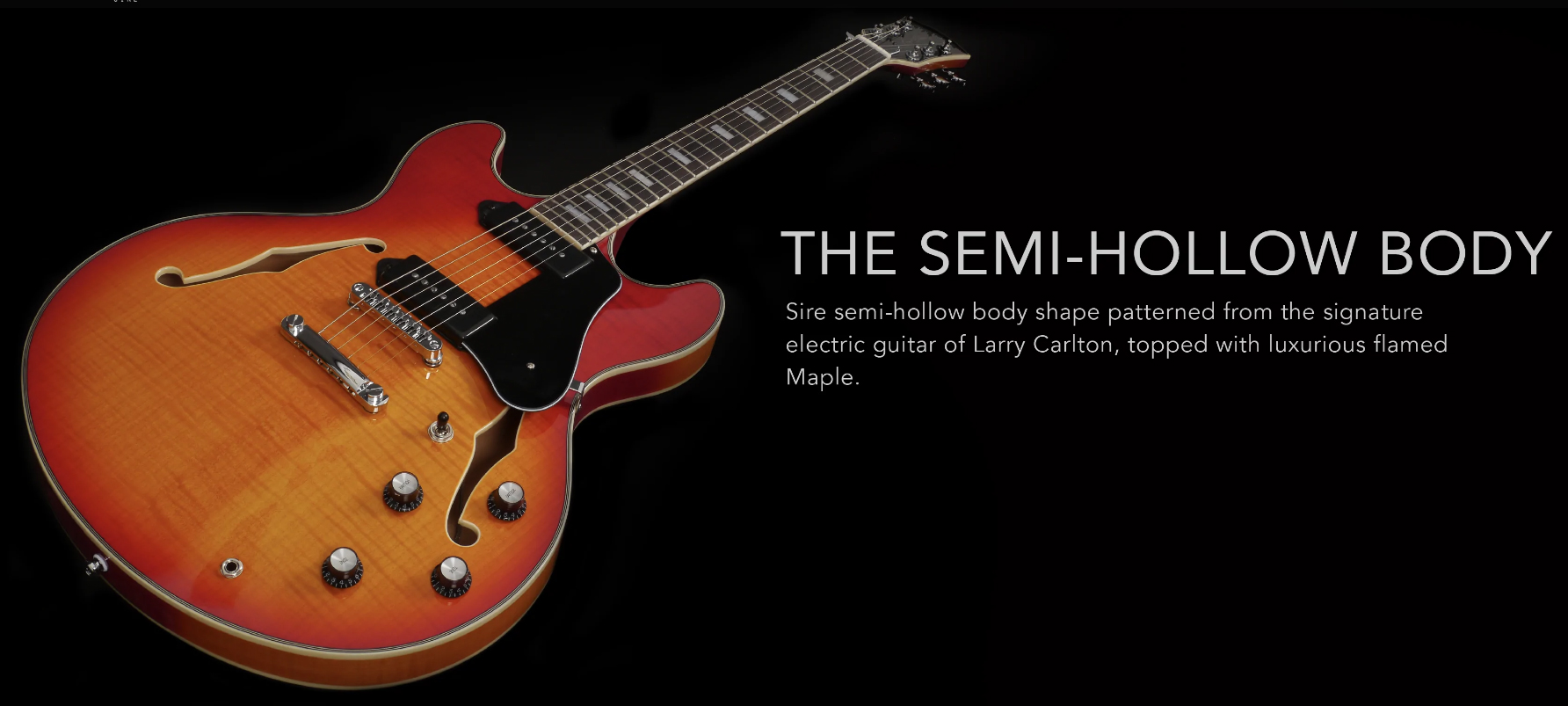 Sire Larry Carlton H7v Signature 2s P90 Ht Eb - Cherry Sunburst - Semi hollow elektriche gitaar - Variation 1