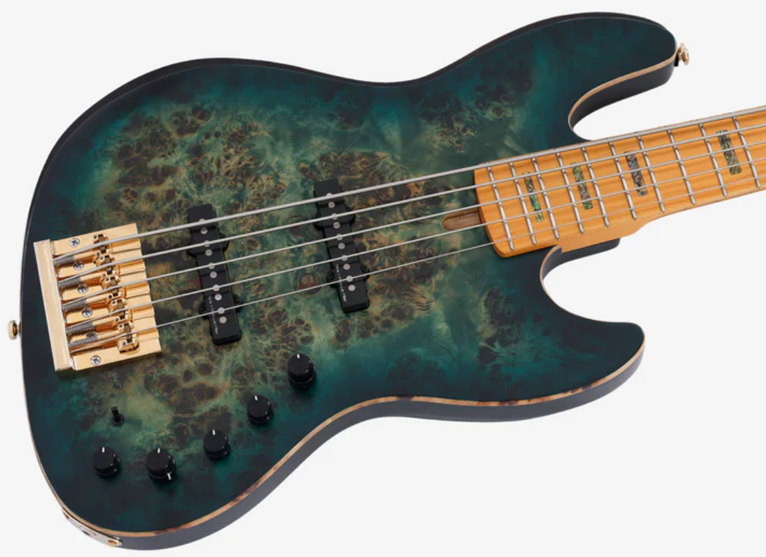 Sire Marcus Miller V10 5st 2nd Gen. 5c Active Mn - Transparent Green Satin - Solid body elektrische bas - Variation 2