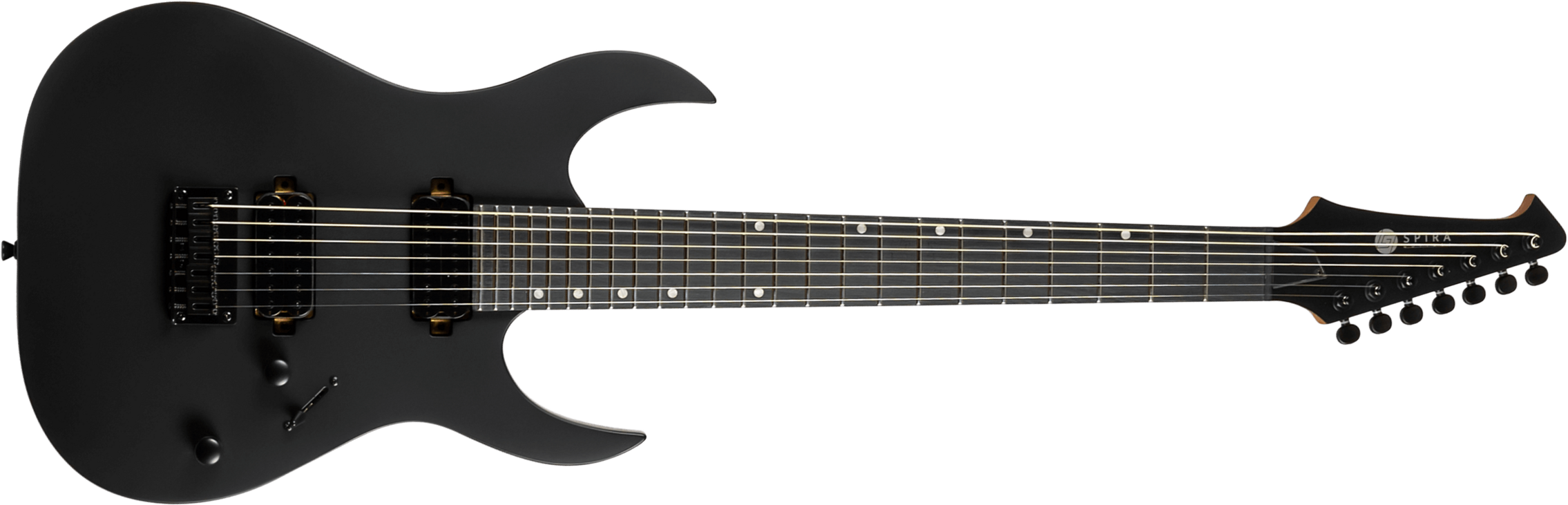 Spira Guitars S407 Mbk 7c Baryton 2h Ht Eb - Satin Black - Bariton elektrische gitaar - Main picture