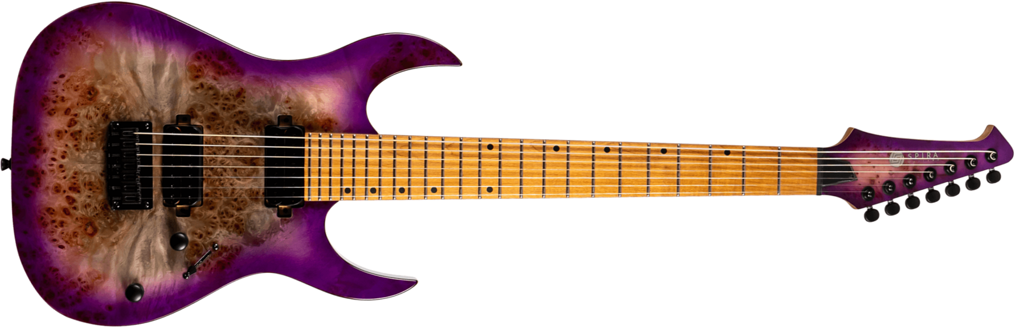 Spira Guitars S457 Tpp 7c Baritone 2h Ht Mn - Gloss Trans Purple - Bariton elektrische gitaar - Main picture