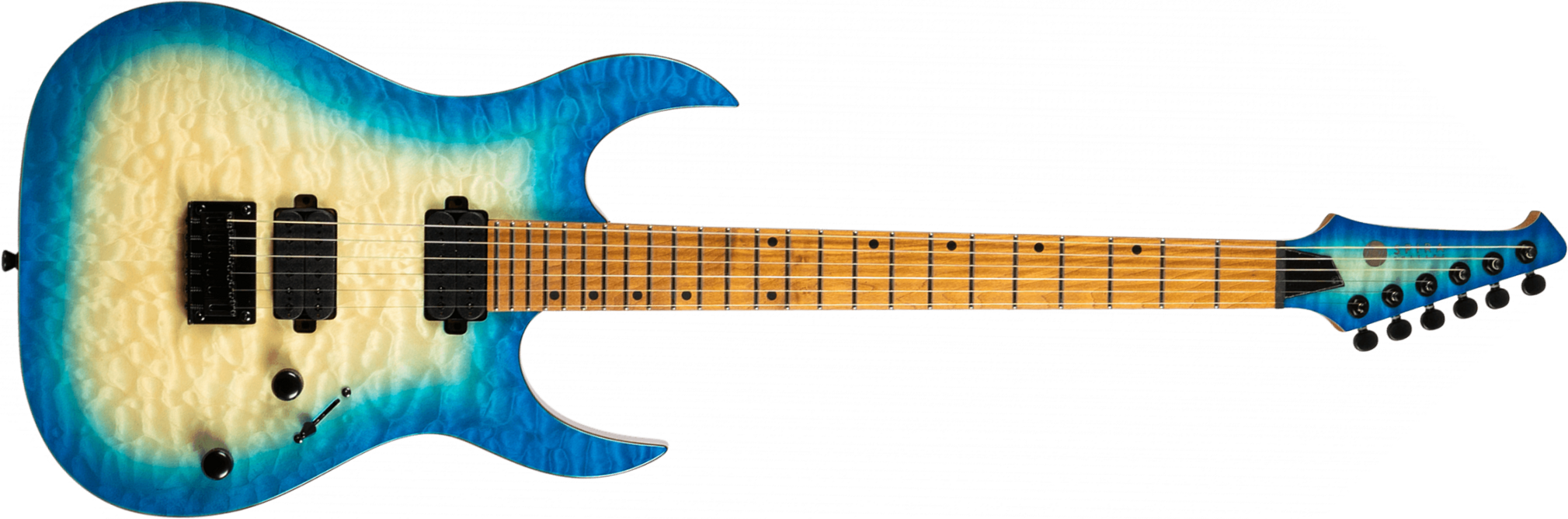Spira Guitars S500q Ab 2h Ht Mn - Trans Aqua Blue - Elektrische gitaar in Str-vorm - Main picture