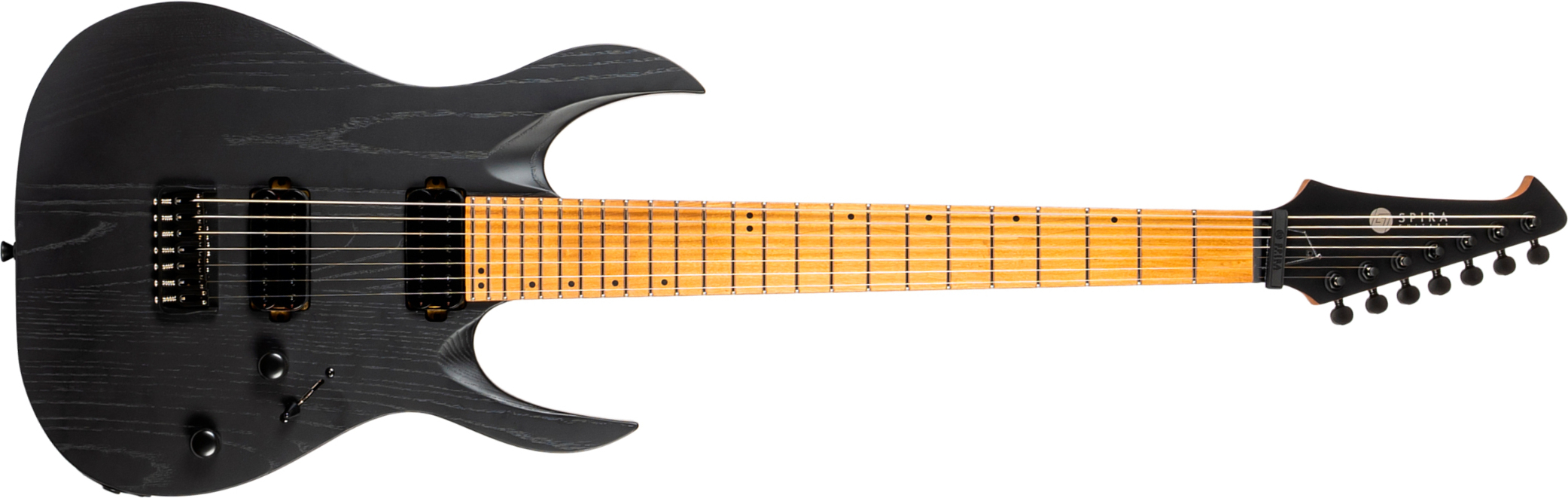 Spira Guitars S607 Abk 7c Baryton 2h Ht Eb - Stained Black - Bariton elektrische gitaar - Main picture
