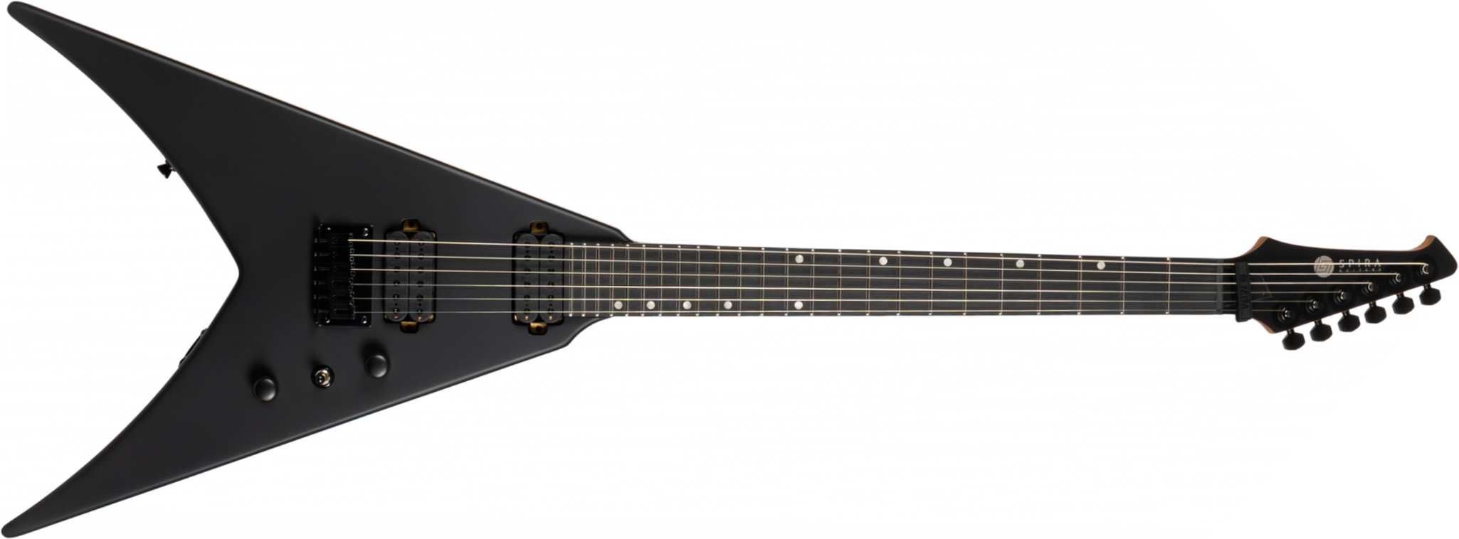 Spira Guitars V400 Mbk 2h Ht Eb - Satin Black - Metalen elektrische gitaar - Main picture
