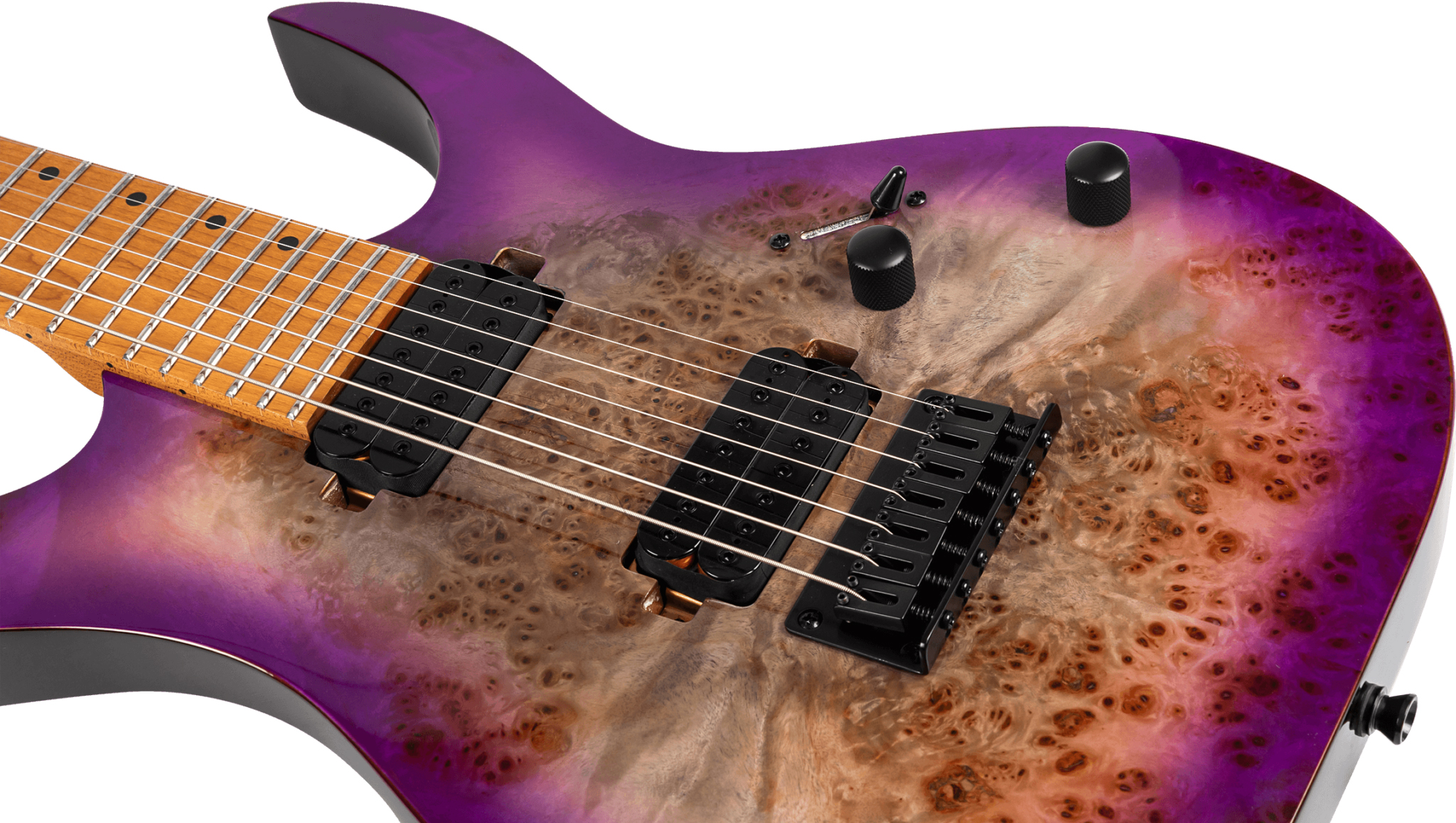 Spira Guitars S457 Tpp 7c Baritone 2h Ht Mn - Gloss Trans Purple - Bariton elektrische gitaar - Variation 3