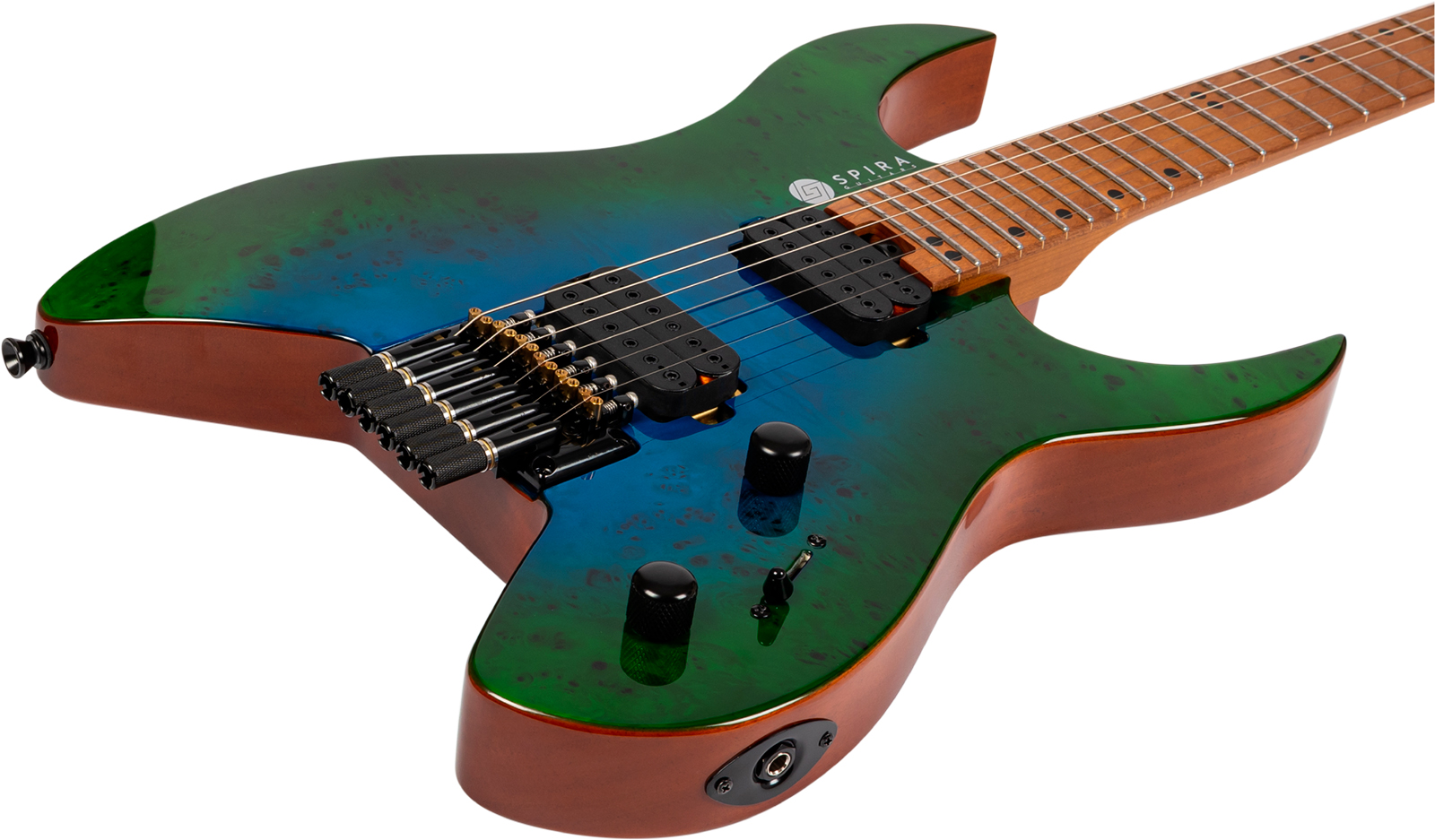 Spira Guitars S500 Gbr Headless 2h Ht Mn - Green & Blue - Double cut gitaar - Variation 2