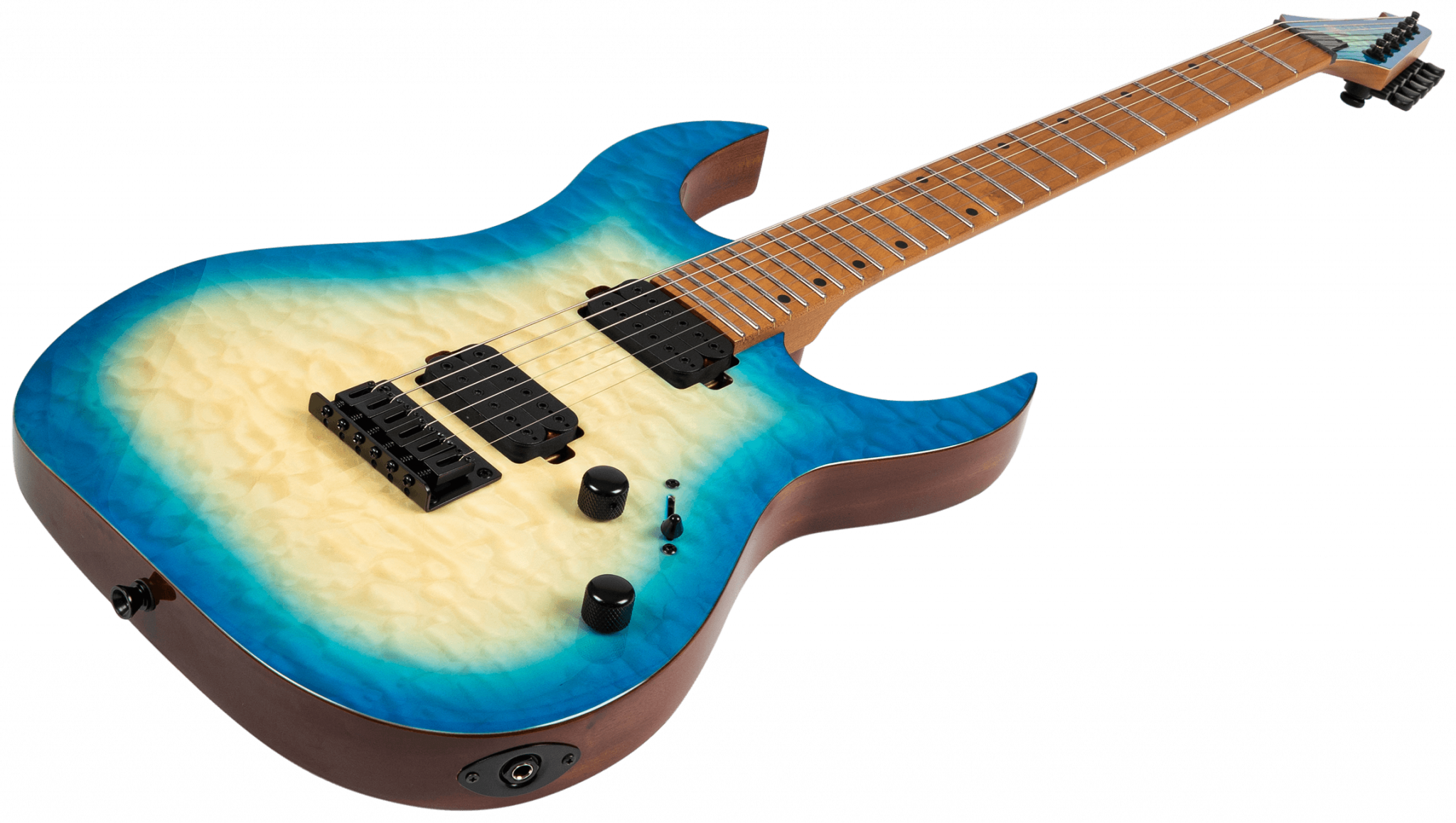 Spira Guitars S500q Ab 2h Ht Mn - Trans Aqua Blue - Elektrische gitaar in Str-vorm - Variation 2