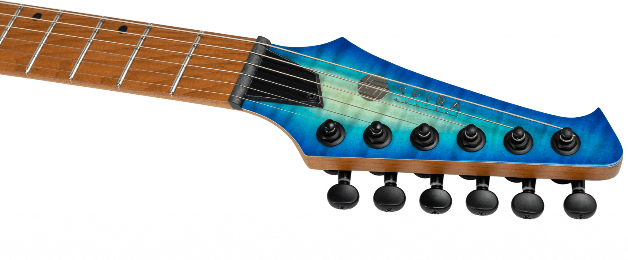 Spira Guitars S500q Ab 2h Ht Mn - Trans Aqua Blue - Elektrische gitaar in Str-vorm - Variation 3