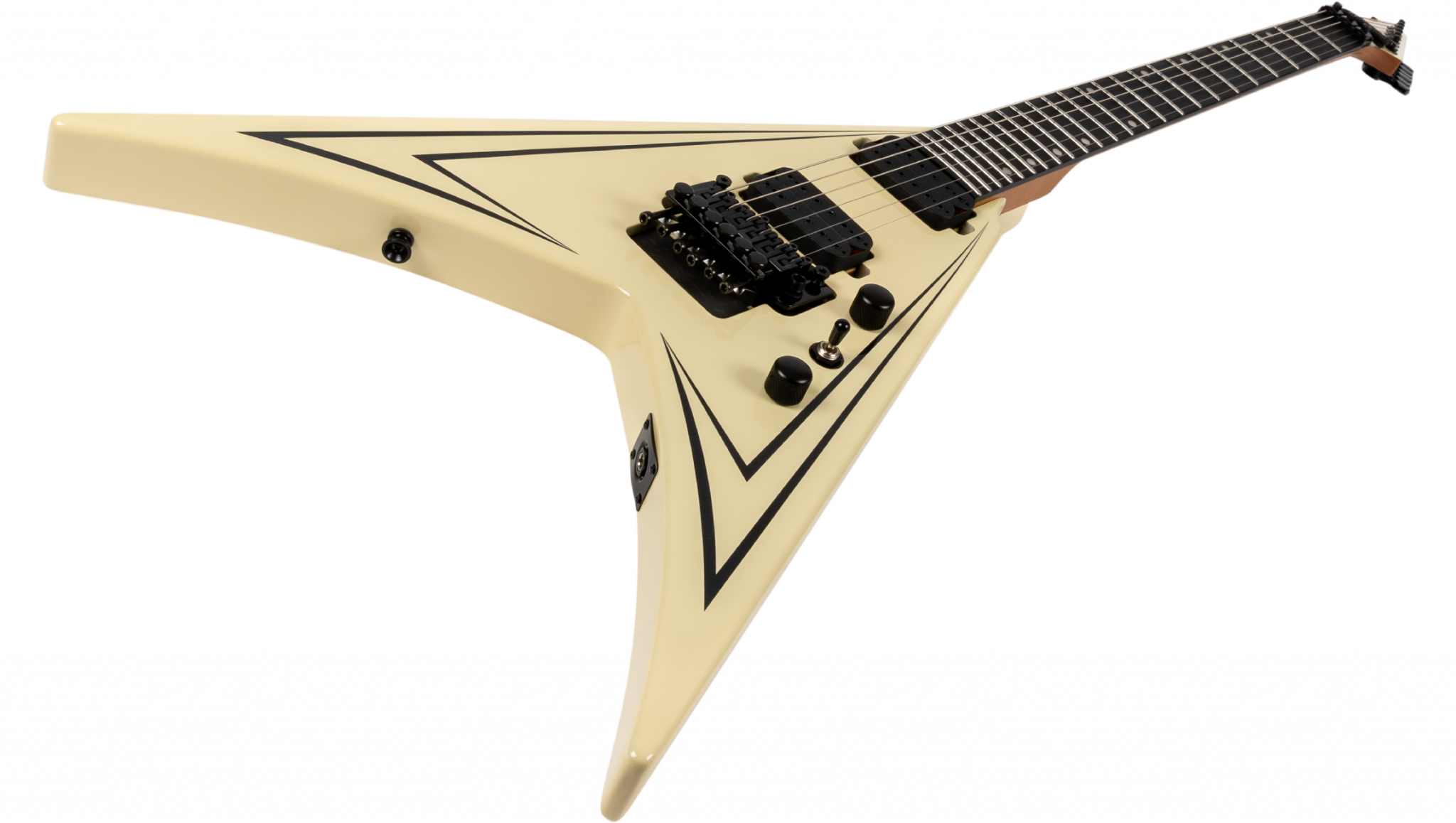 Spira Guitars V420 Awh 2h Trem Eb - Antique White Stripe - Metal elektrische gitaar - Variation 2