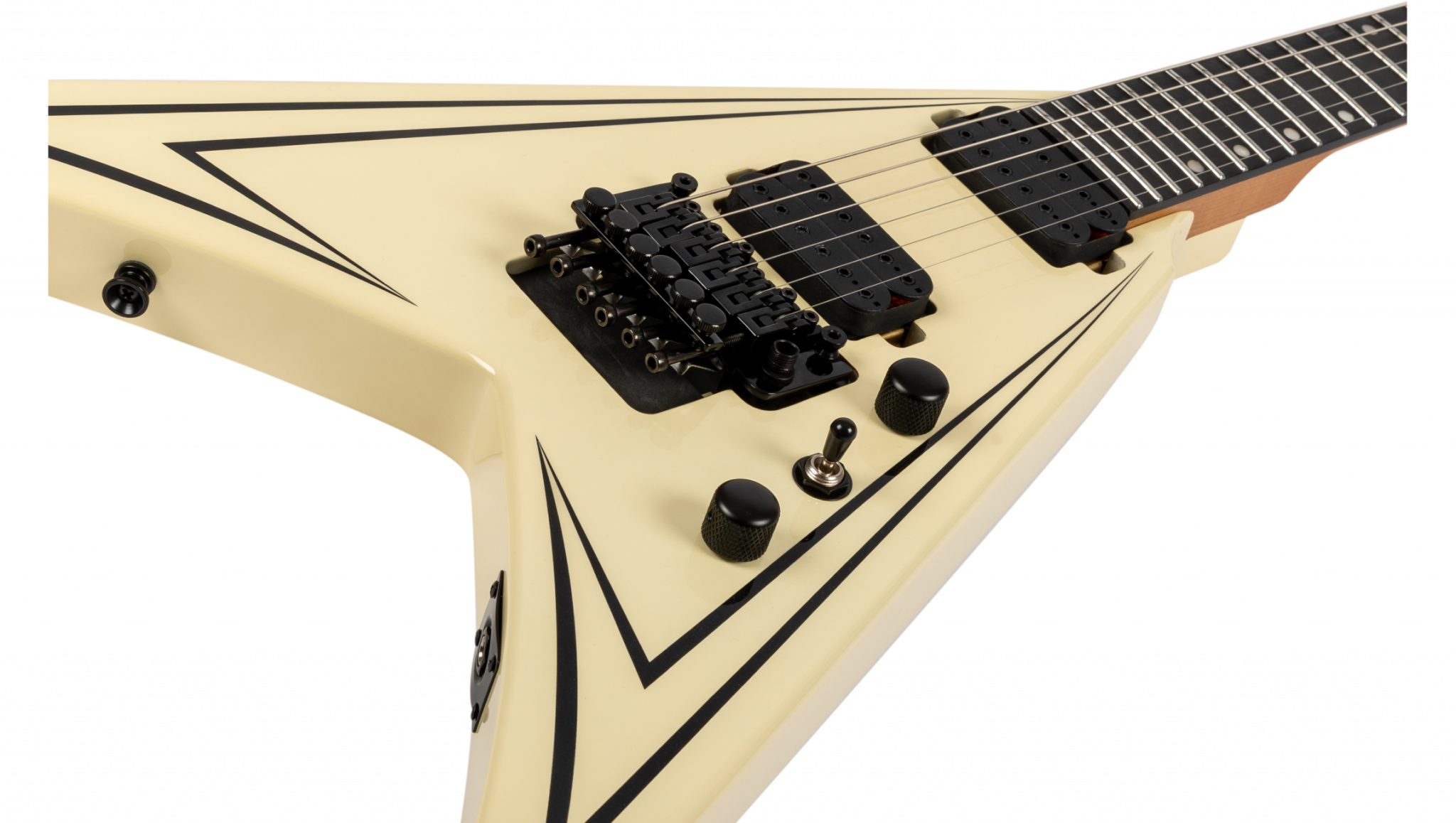 Spira Guitars V420 Awh 2h Trem Eb - Antique White Stripe - Metal elektrische gitaar - Variation 3