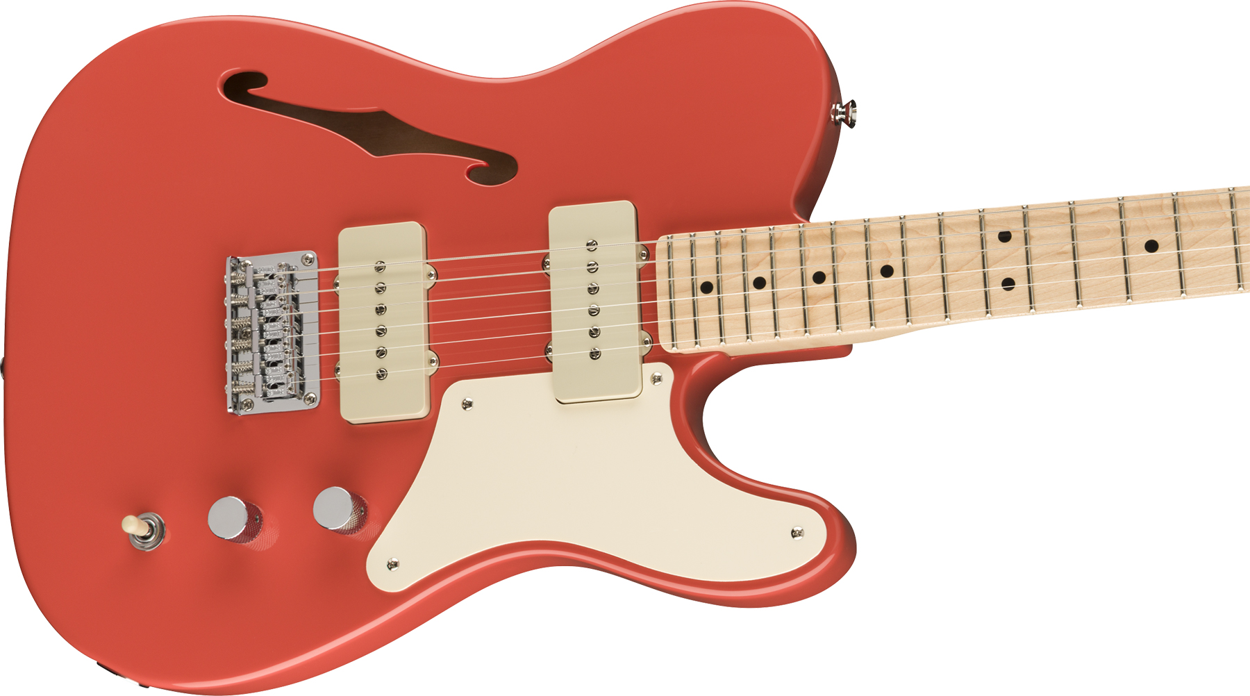 Squier Tele Thinline Cabronita Paranormal Ss Ht Mn - Fiesta Red - Semi hollow elektriche gitaar - Variation 2