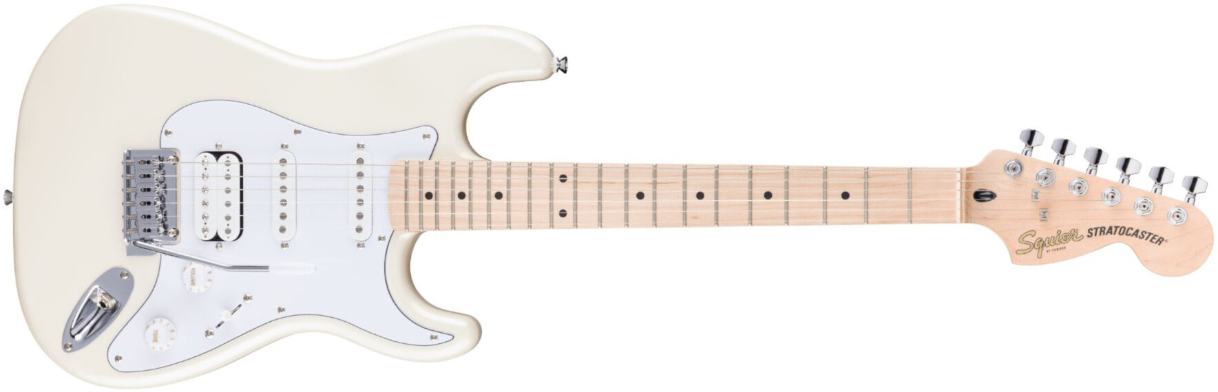 Squier Affinity Strat Junior Ltd Hss Trem Mn - Pearl White - Elektrische gitaar in Strat vorm - Main picture