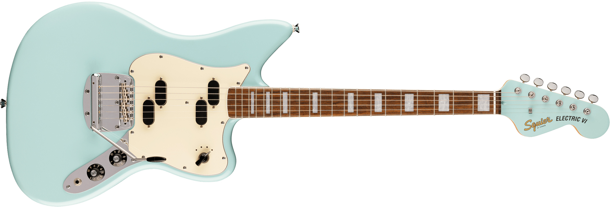 Squier Electric Vi Paranormal Shsc 2s Trem Lau - Daphne Blue - Retro-rock elektrische gitaar - Main picture
