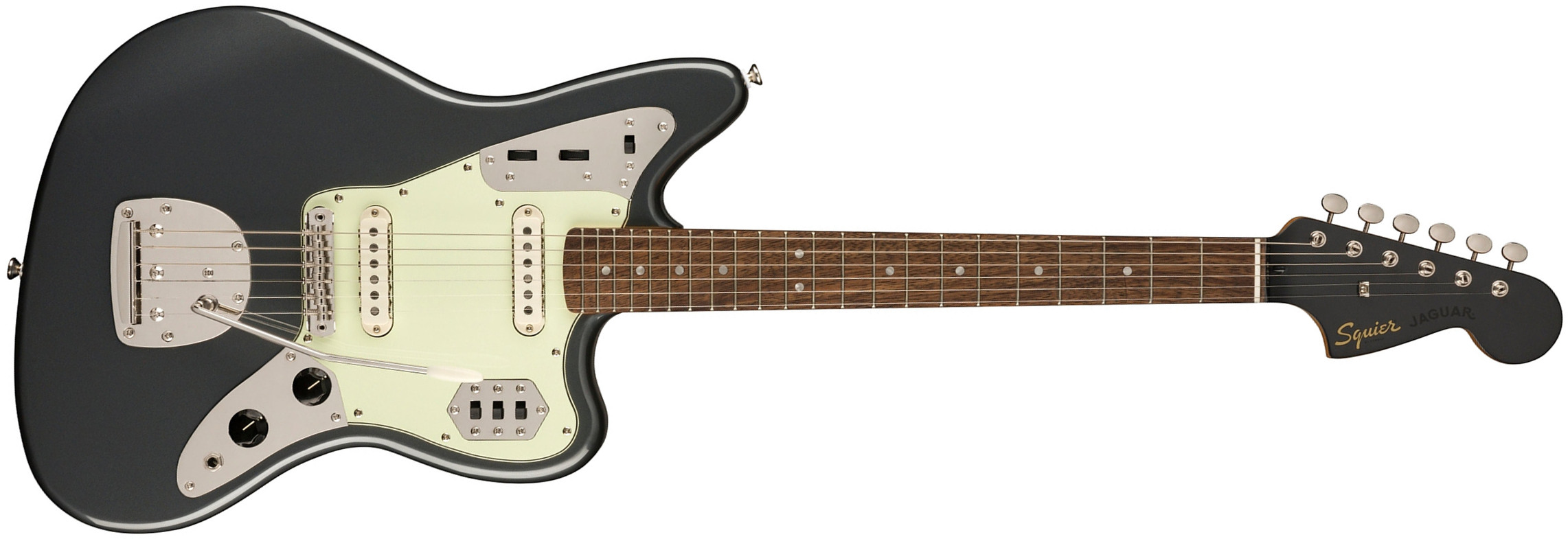 Squier Jaguar 60s Classic Vibe Fsr Ltd 2s Trem Lau - Charcoal Frost Metallic - Retro-rock elektrische gitaar - Main picture