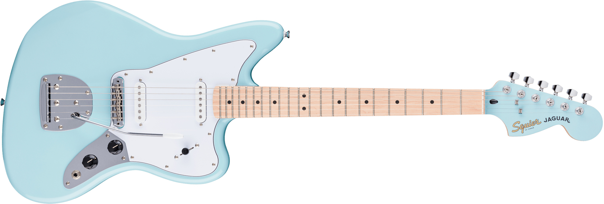 Squier Jaguar Affinity Fsr Shsc 2s Trem Mn - Daphne Blue - Retro-rock elektrische gitaar - Main picture