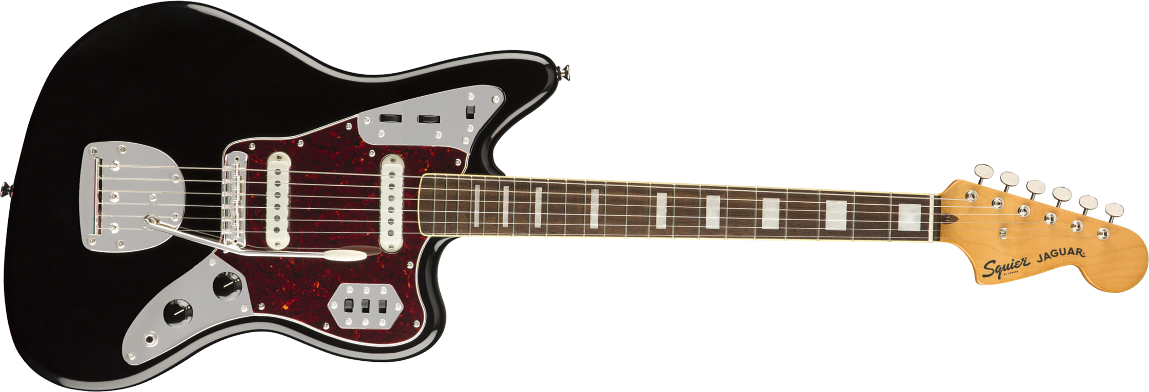 Squier Jaguar Classic Vibe 70s 2019 Lau - Black - Retro-rock elektrische gitaar - Main picture