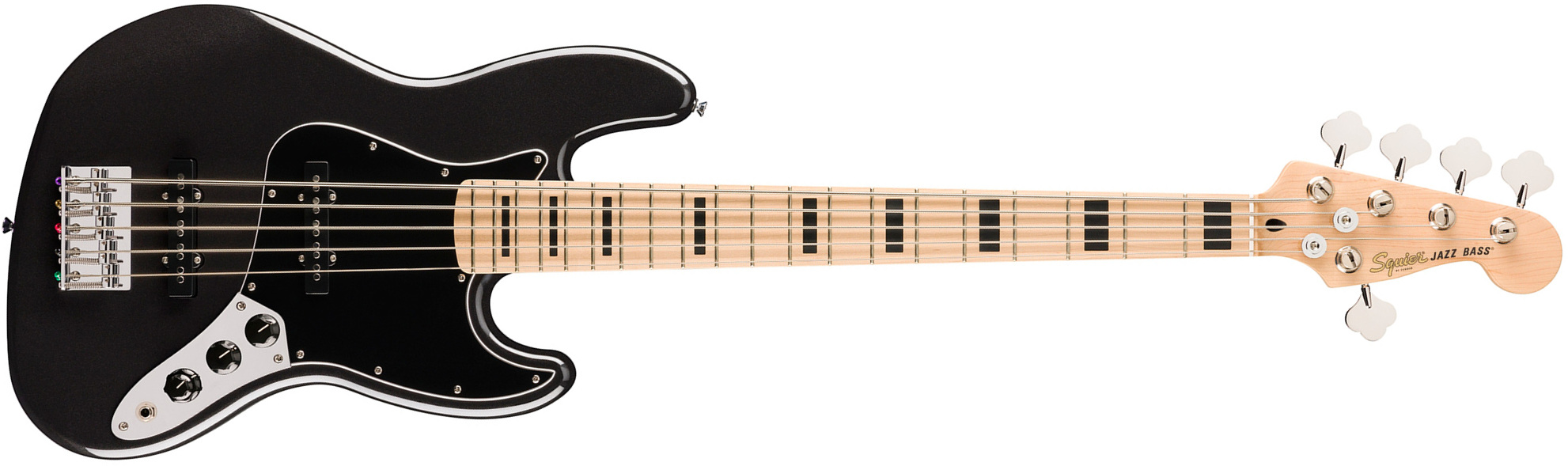 Squier Jazz Bass Active V Affinity 5c Mn - Black Metallic - Solid body elektrische bas - Main picture