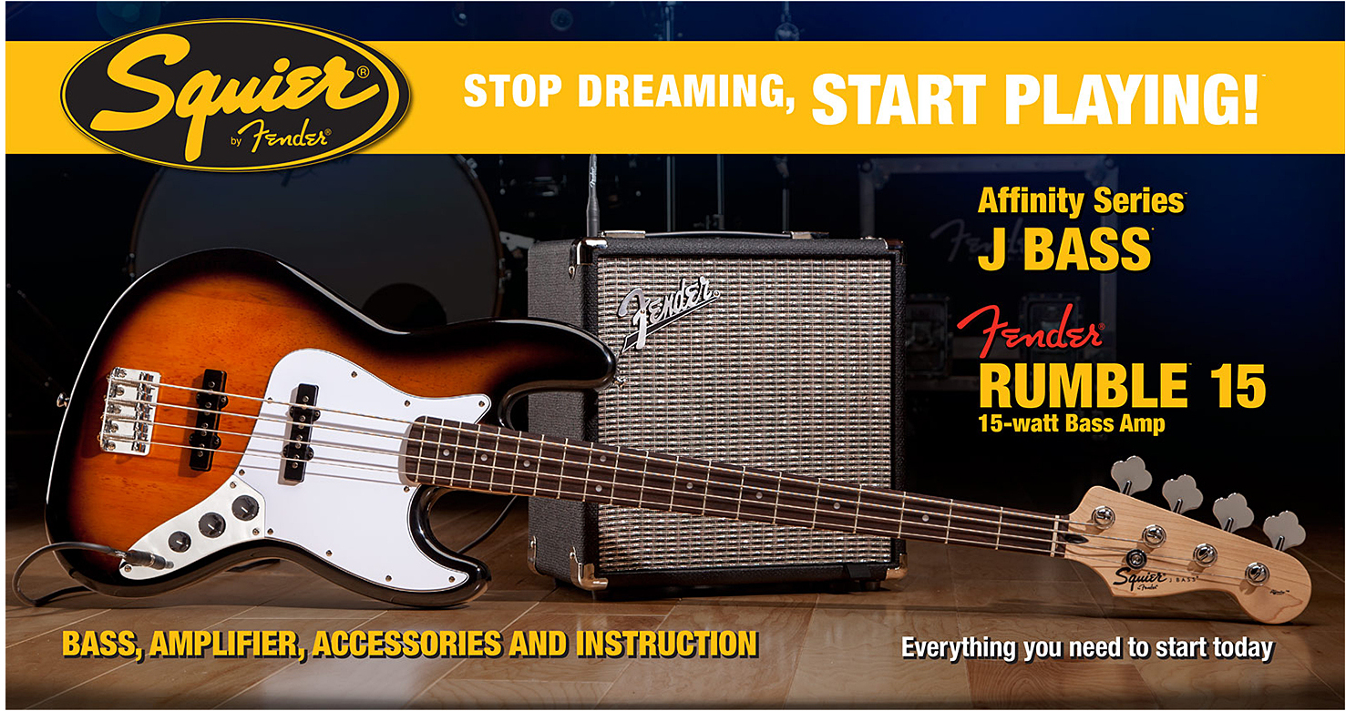 Squier Jazz Bass Affinity With Fender Rumble 15 Set - Elektrische bas set - Main picture