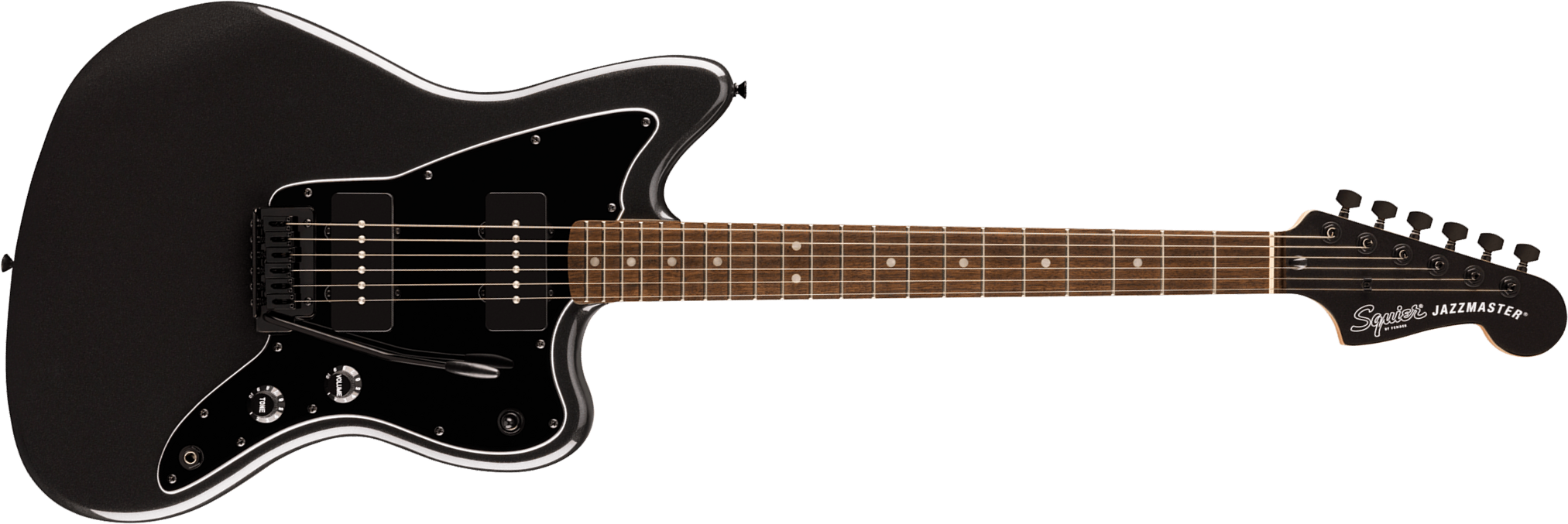 Squier Jazzmaster Affinity Fsr Ltd 2s Trem Lau - Metallic Black - Retro-rock elektrische gitaar - Main picture