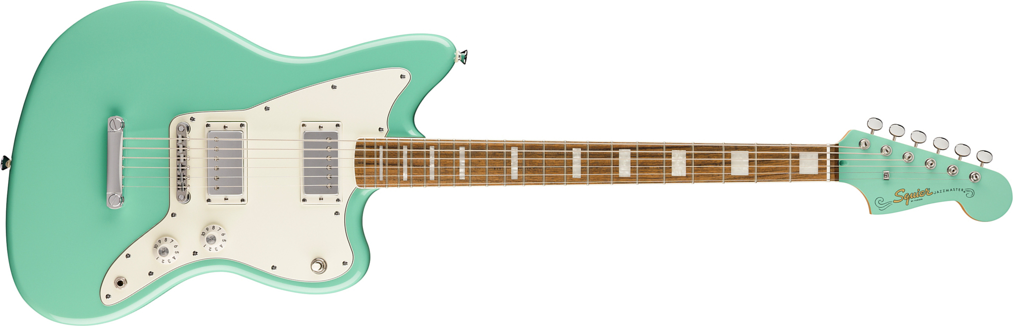 Squier Jazzmaster Baritone Hh Paranormal 2h Ht Lau - Seafoam Green - Retro-rock elektrische gitaar - Main picture