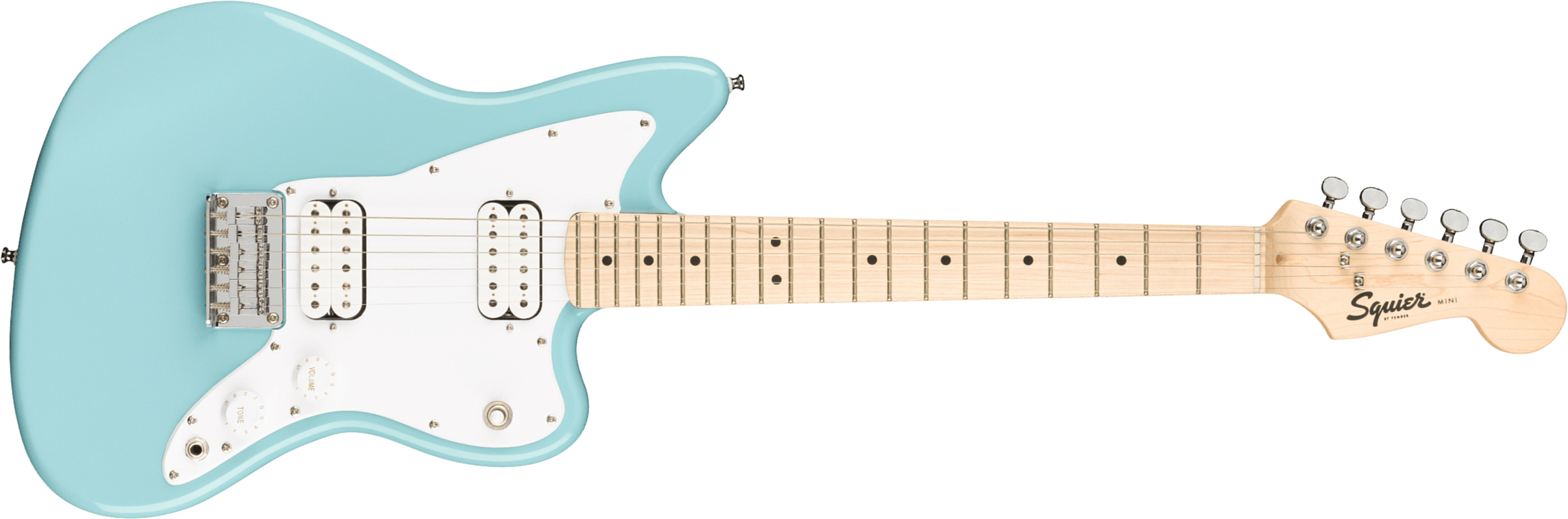 Squier Mini Jazzmaster Bullet Hh Ht Mn - Daphne Blue - Elektrische gitaar voor kinderen - Main picture