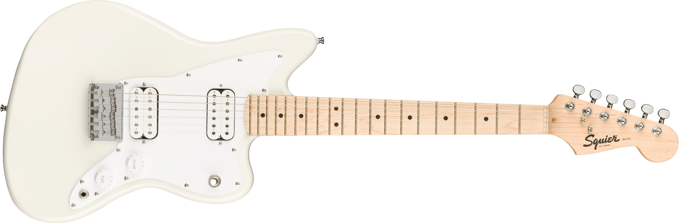 Squier Mini Jazzmaster Bullet Hh Ht Mn - Olympic White - Elektrische gitaar voor kinderen - Main picture