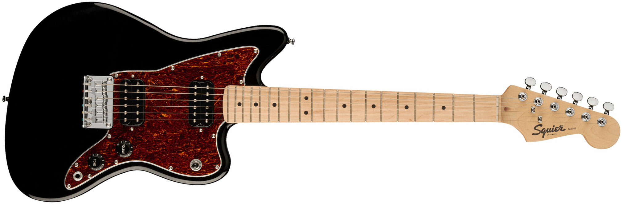 Squier Mini Jazzmaster Bullet Ltd Hh Ht Mn - Black - Elektrische gitaar voor kinderen - Main picture