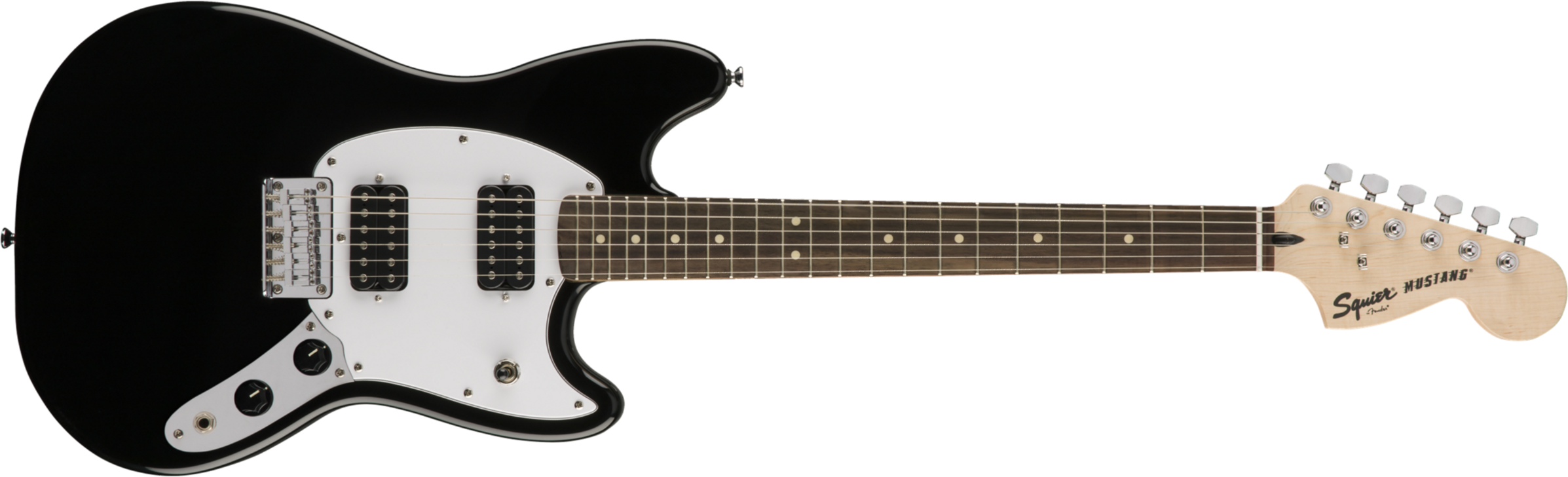 Squier Mustang Bullet Hh 2019 Ht Lau - Black - Retro-rock elektrische gitaar - Main picture