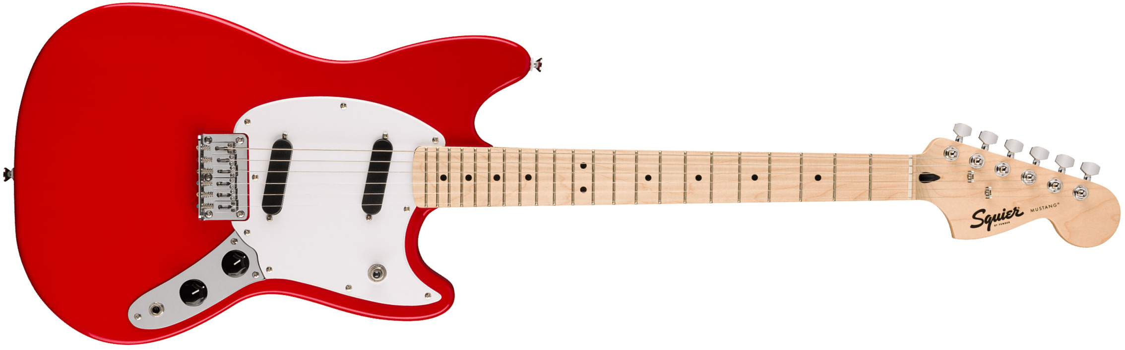 Squier Mustang Sonic 2s Ht Mn - Torino Red - Retro-rock elektrische gitaar - Main picture