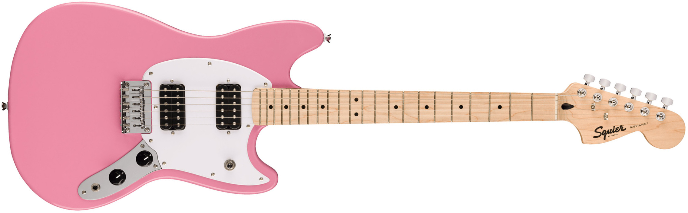 Squier Mustang Sonic Hh 2h Ht Mn - Flash Pink - Retro-rock elektrische gitaar - Main picture
