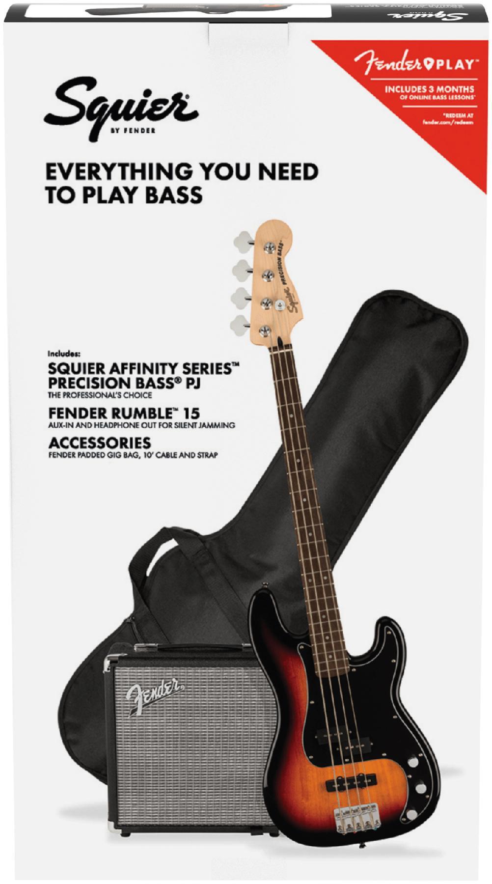 Elektrische bas set Squier Affinity Series Precision Bass PJ Pack - 3-color sunburst