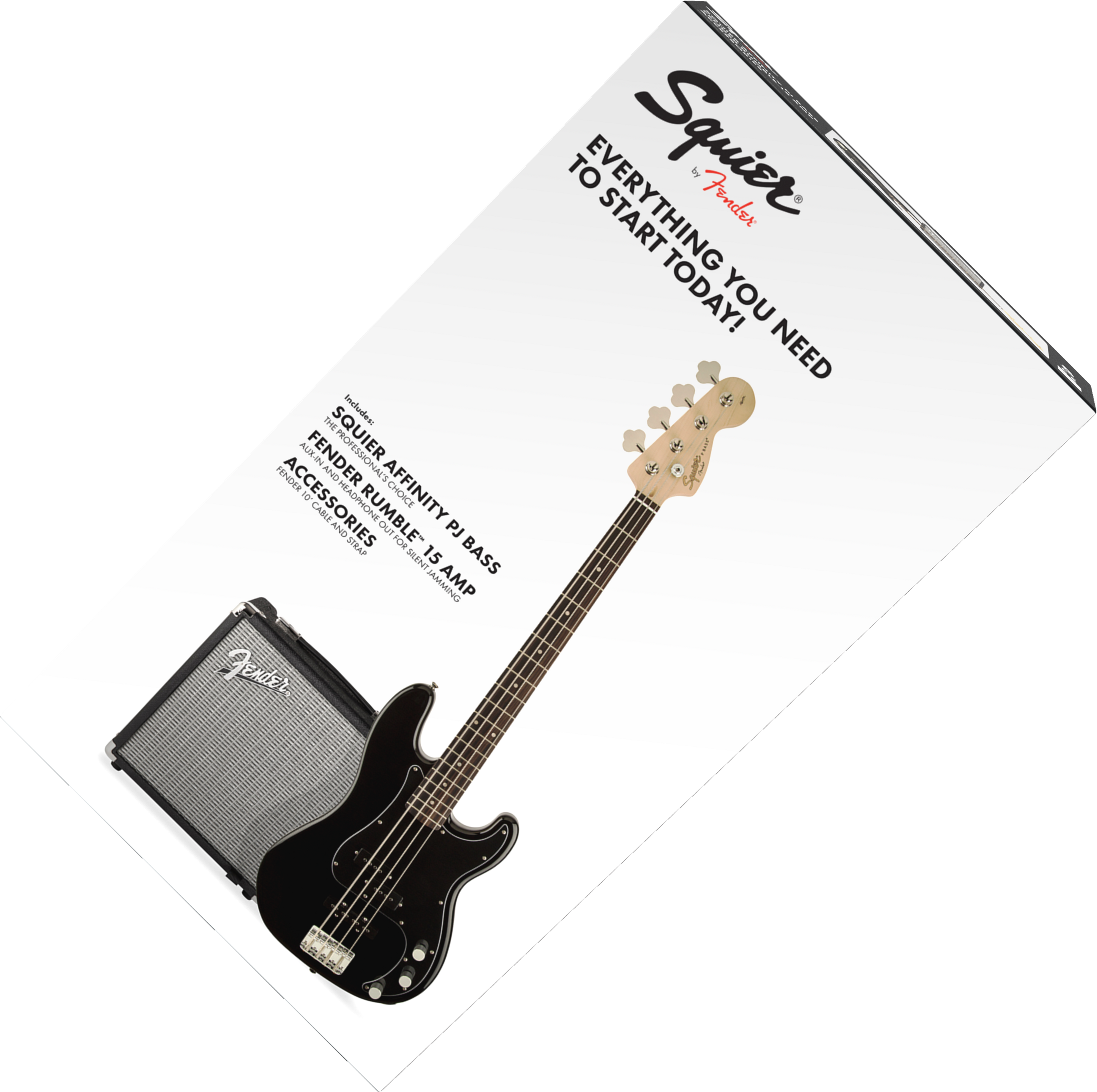 Squier Precision Bass Pj Affinity Series +fender Rumble 15 V3 Lau - Black - Solid body elektrische bas - Main picture