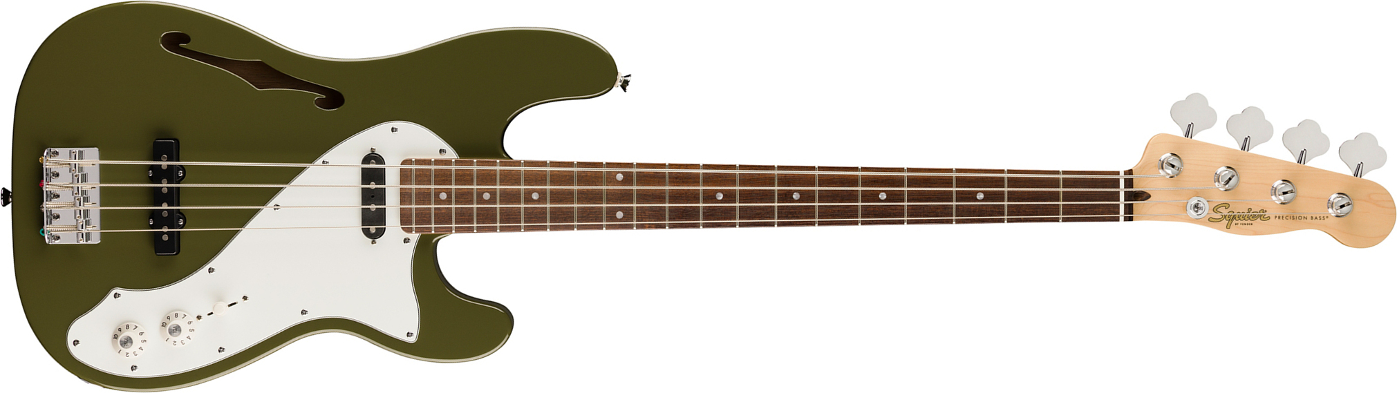 Squier Precision Bass Thinline Sj Paranormal Lau - Olive - Solid body elektrische bas - Main picture