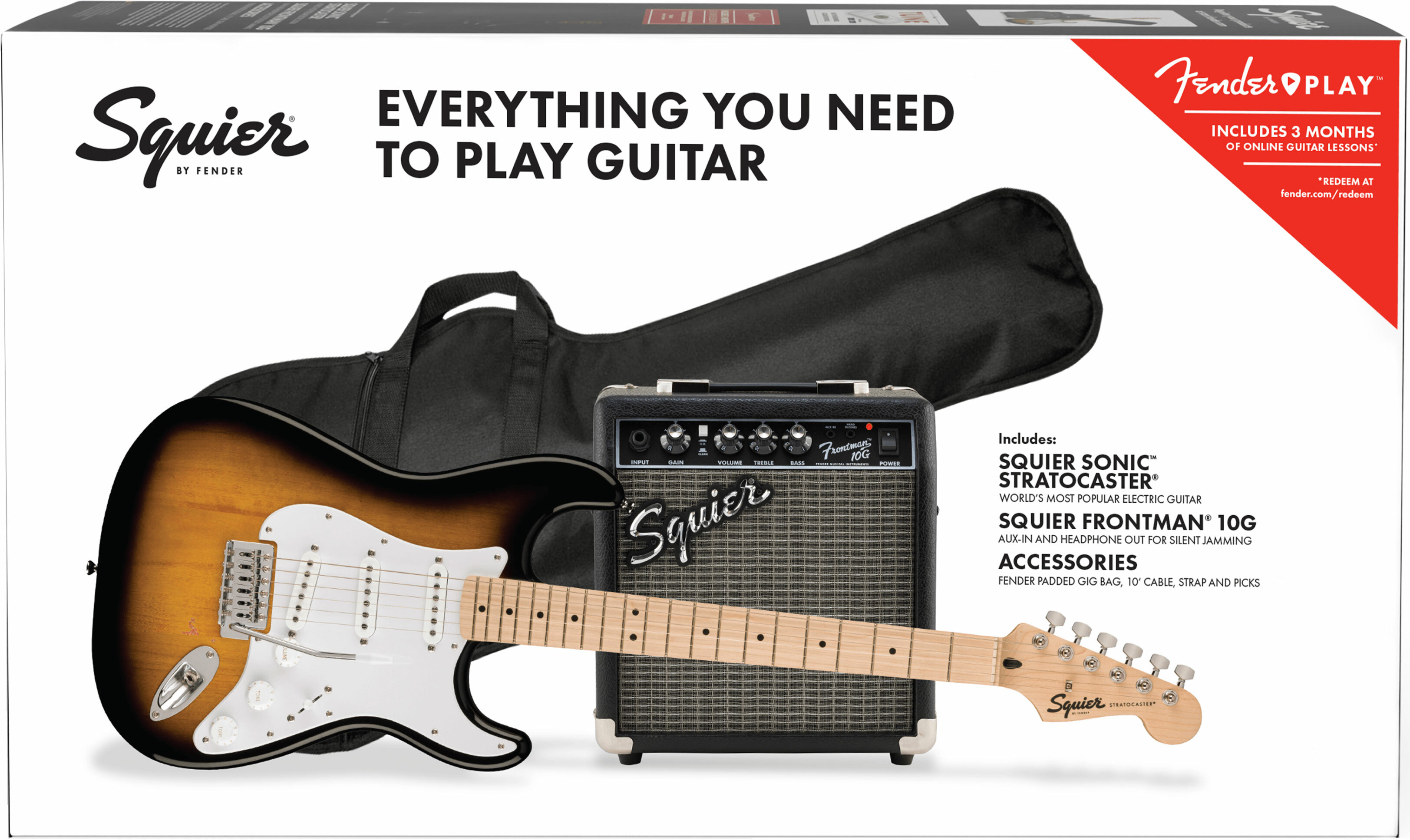 Squier Sonic Strat Pack 3s Trem Mn - 2-color Sunburst - Elektrische gitaar set - Main picture