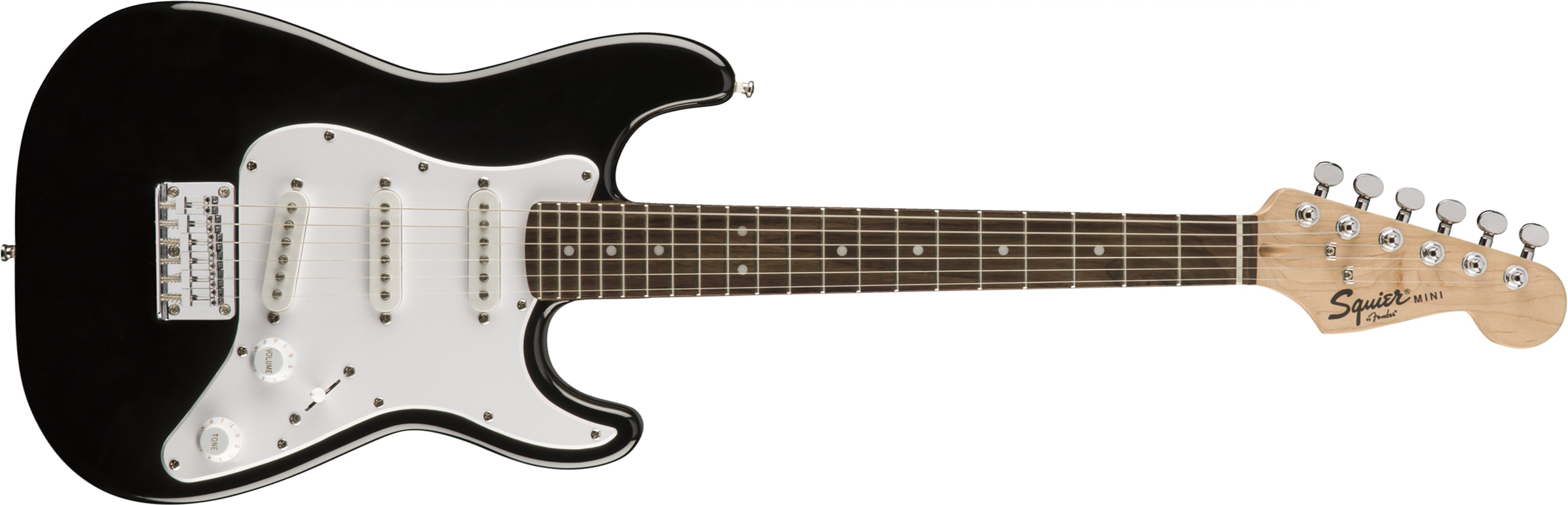 Squier Squier Mini Strat V2 Ht Sss Lau - Black - Elektrische gitaar voor kinderen - Main picture