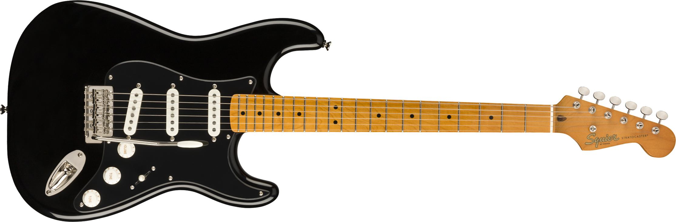 Squier Strat '50s Classic Vibe Fsr Ltd 2020mn - Black With Black Pickguard - Elektrische gitaar in Str-vorm - Main picture