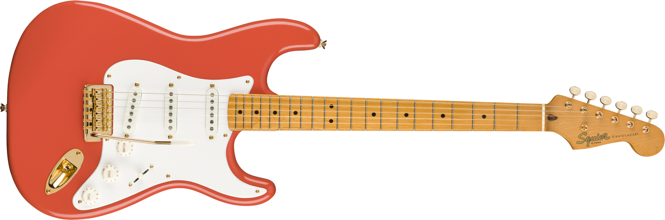 Squier Strat Classic Vibe '50s Fsr Ltd Mn - Fiesta Red With Gold Hardware - Elektrische gitaar in Str-vorm - Main picture