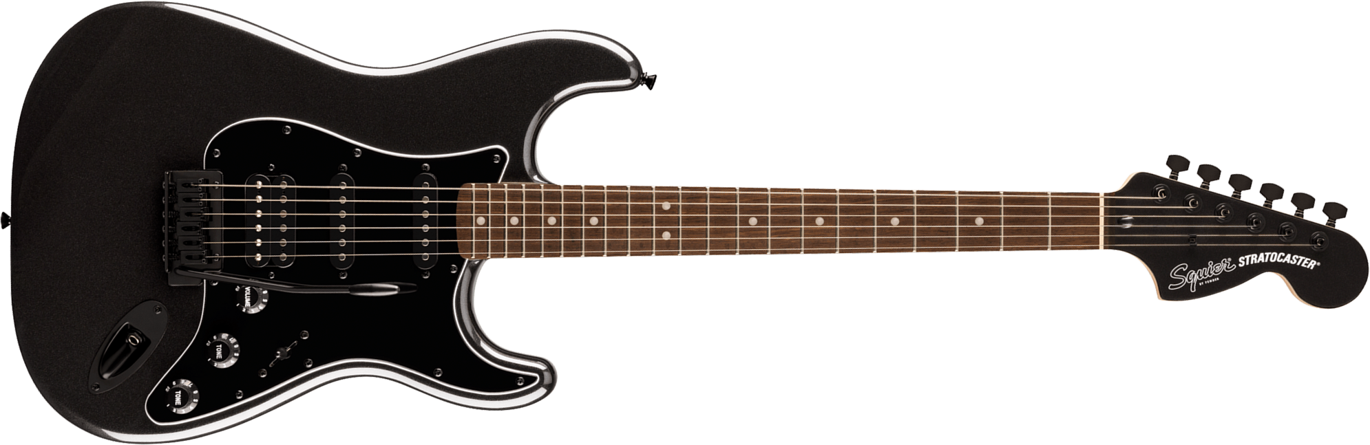 Squier Strat Hss Affinity Fsr Ltd Trem Lau - Metallic Black Matching Headstock - Elektrische gitaar in Str-vorm - Main picture