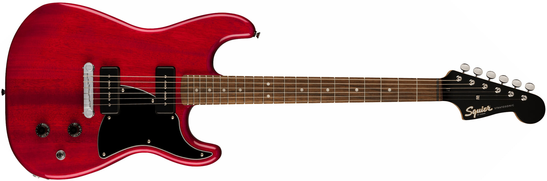 Squier Strat-o-sonic Paranormal 2s P90 Ht Lau - Crimson Red Transparent - Elektrische gitaar in Str-vorm - Main picture