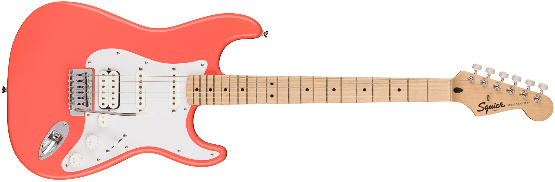 Squier Strat Sonic Hss Trem Mn - Tahitian Coral - Elektrische gitaar in Str-vorm - Main picture
