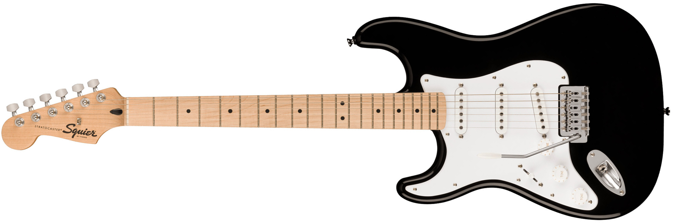 Squier Strat Sonic Lh Gaucher 3s Trem Mn - Black - Linkshandige elektrische gitaar - Main picture