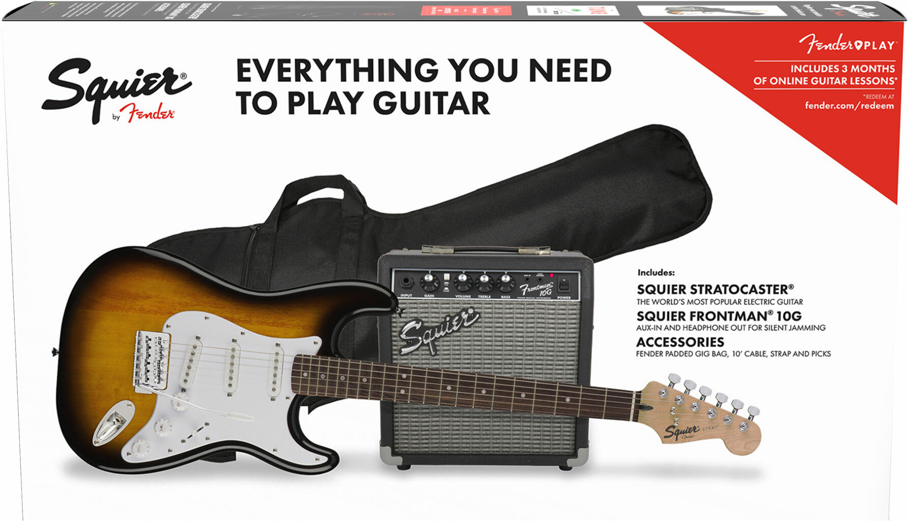 Squier Strat Sss Pack +fender Frontman 10g Trem Lau - Brown Sunburst - Elektrische gitaar set - Main picture