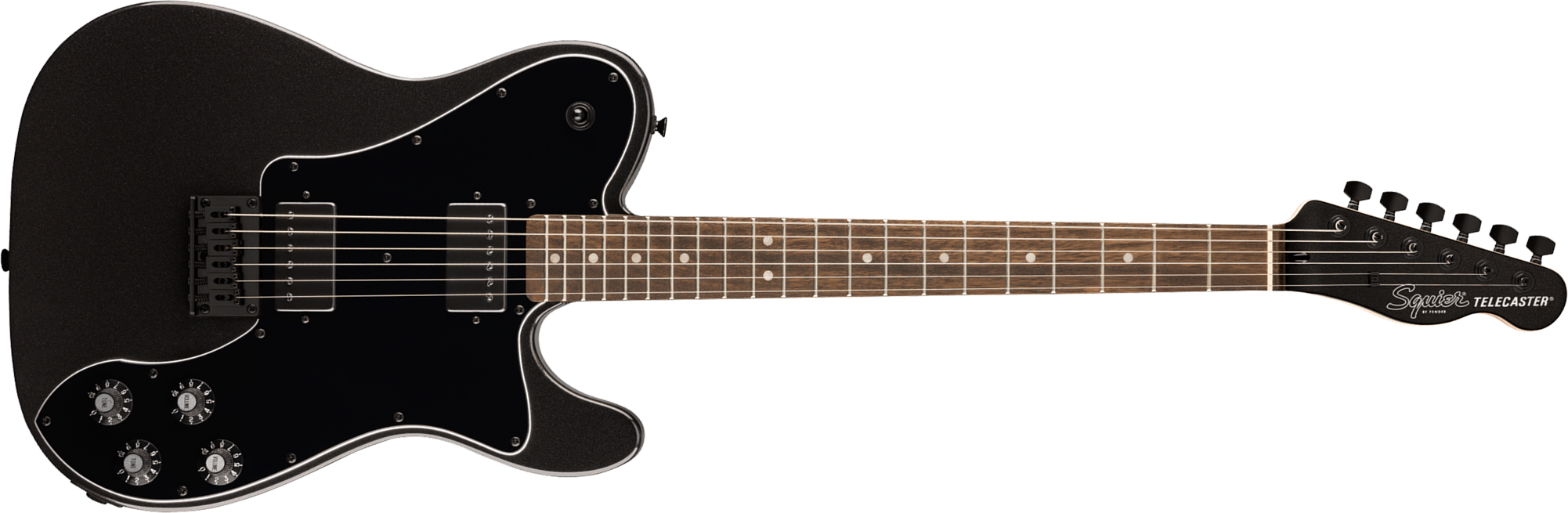Squier Tele Deluxe Affinity Fsr Ltd 2h Ht Lau - Metallic Black Matching Headstock - Televorm elektrische gitaar - Main picture