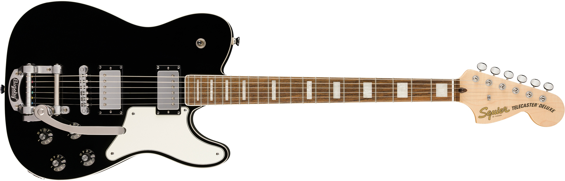 Squier Tele Deluxe Troublemaker Bigsby Paranormal Paranormal 2h Trem Lau - Black - Televorm elektrische gitaar - Main picture
