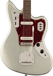 Retro-rock elektrische gitaar Squier FSR Classic Vibe '60s Jaguar (LAU) - Silver sparkle matching headstock