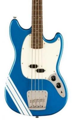 Short scale elektrische bas Squier FSR Classic Vibe '60s Competition Mustang Bass Ltd (LAU) - Lake placid blue with olympic white stripes