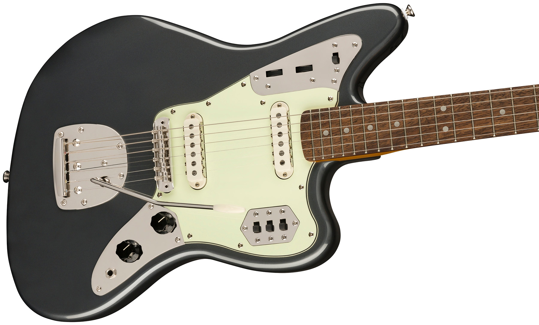 Squier Jaguar 60s Classic Vibe Fsr Ltd 2s Trem Lau - Charcoal Frost Metallic - Retro-rock elektrische gitaar - Variation 2