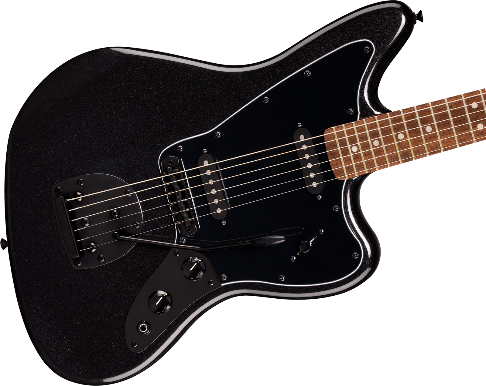 Squier Jaguar Affinity Fsr Shsc 2s Trem Lau - Metallic Black - Retro-rock elektrische gitaar - Variation 2